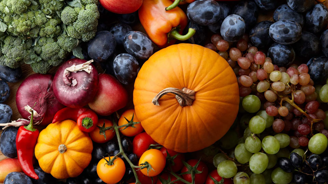 otoño frutas verduras saludable